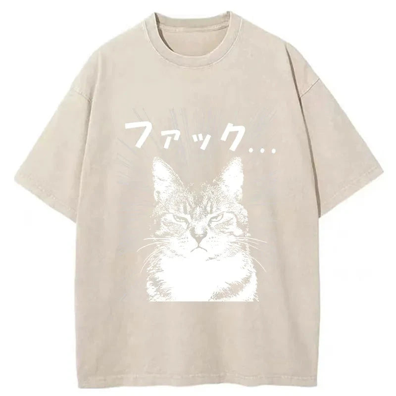  Angry Cat Washed T-Shirt