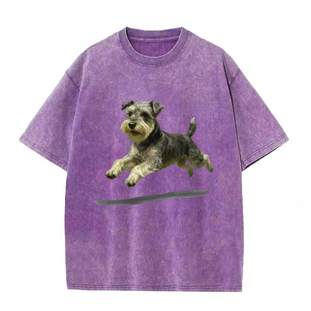 Miniature Schnauzer Jump Graphic Washed T-Shirt