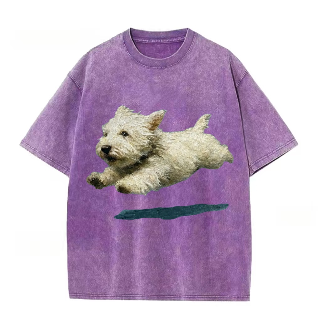 West Highland White Terrier Leap Washed T-Shirt