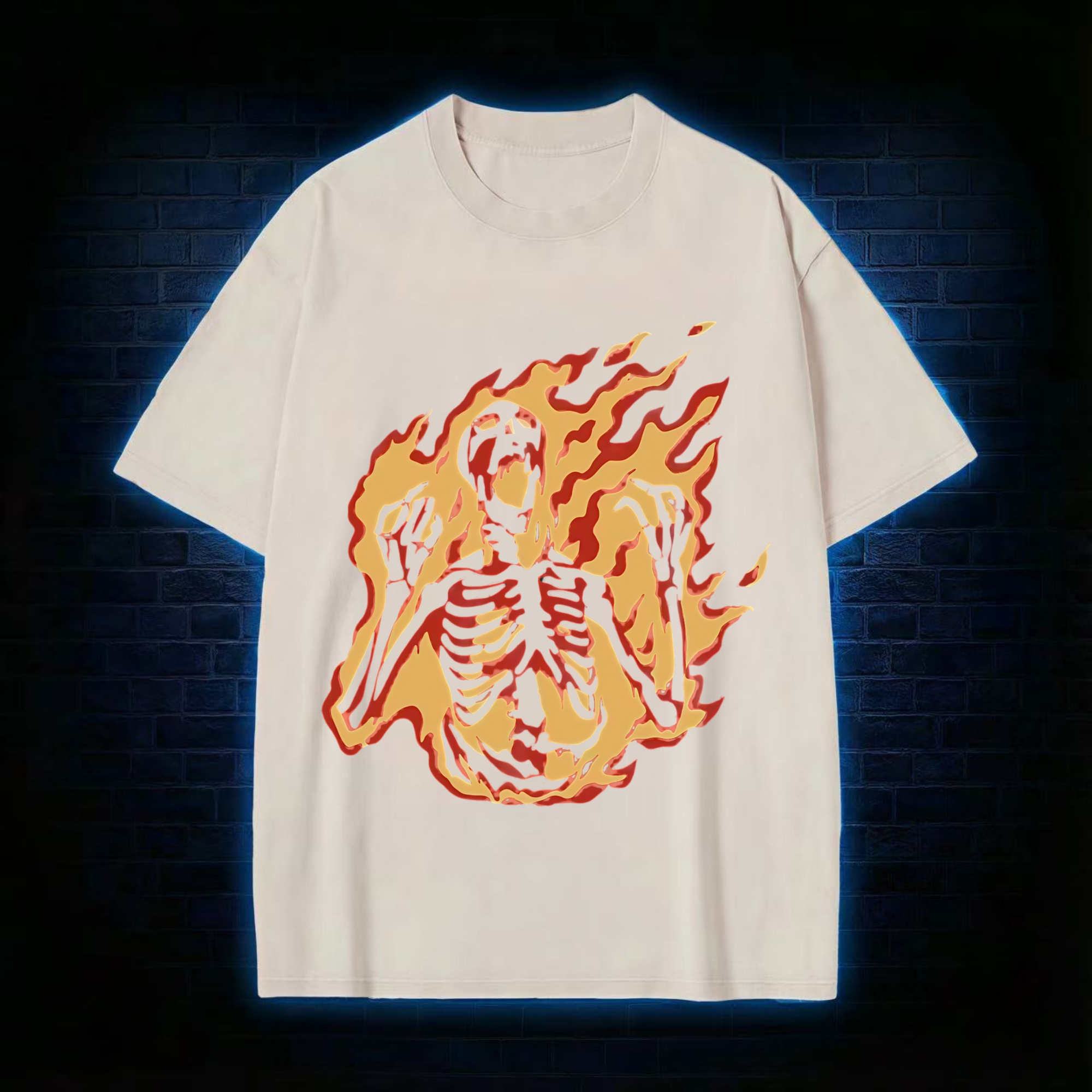 Burning Skeleton Washed T-shirt