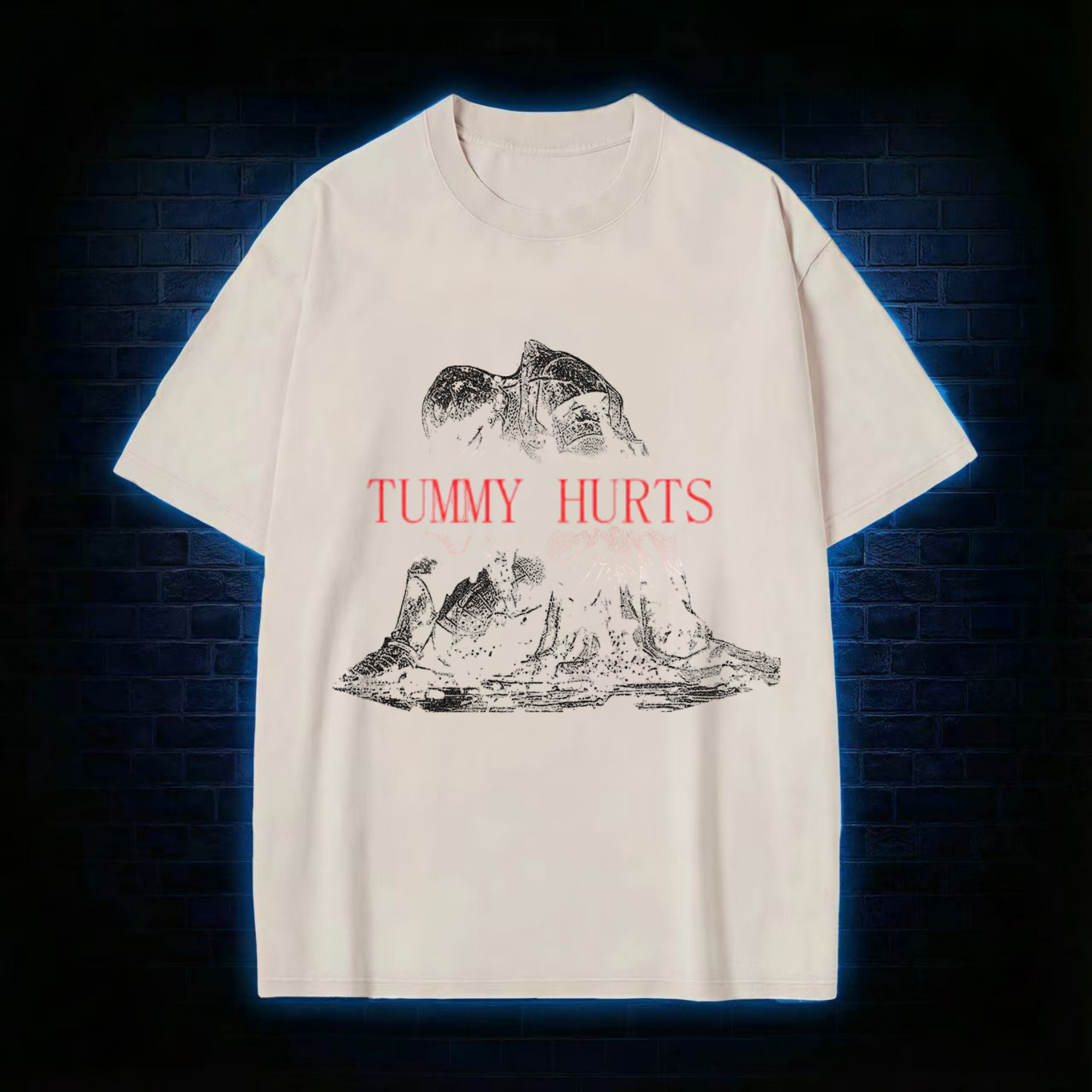 Retro Tummy Hurts Washed T-shirt