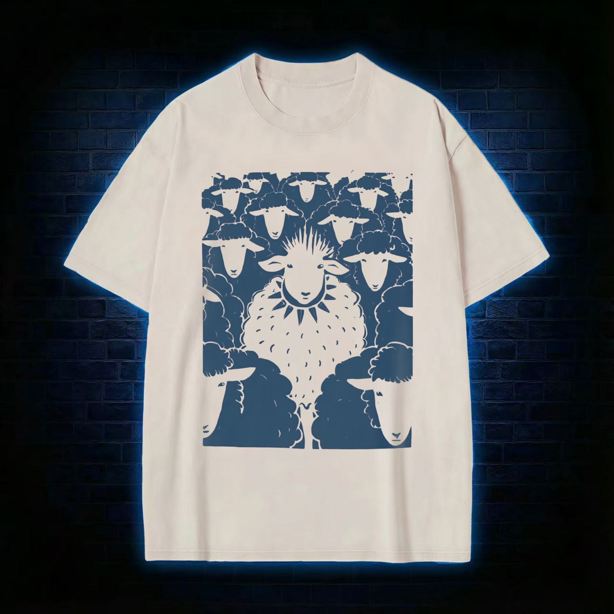 Black Sheep with Spiked Collar Washed T-shirt