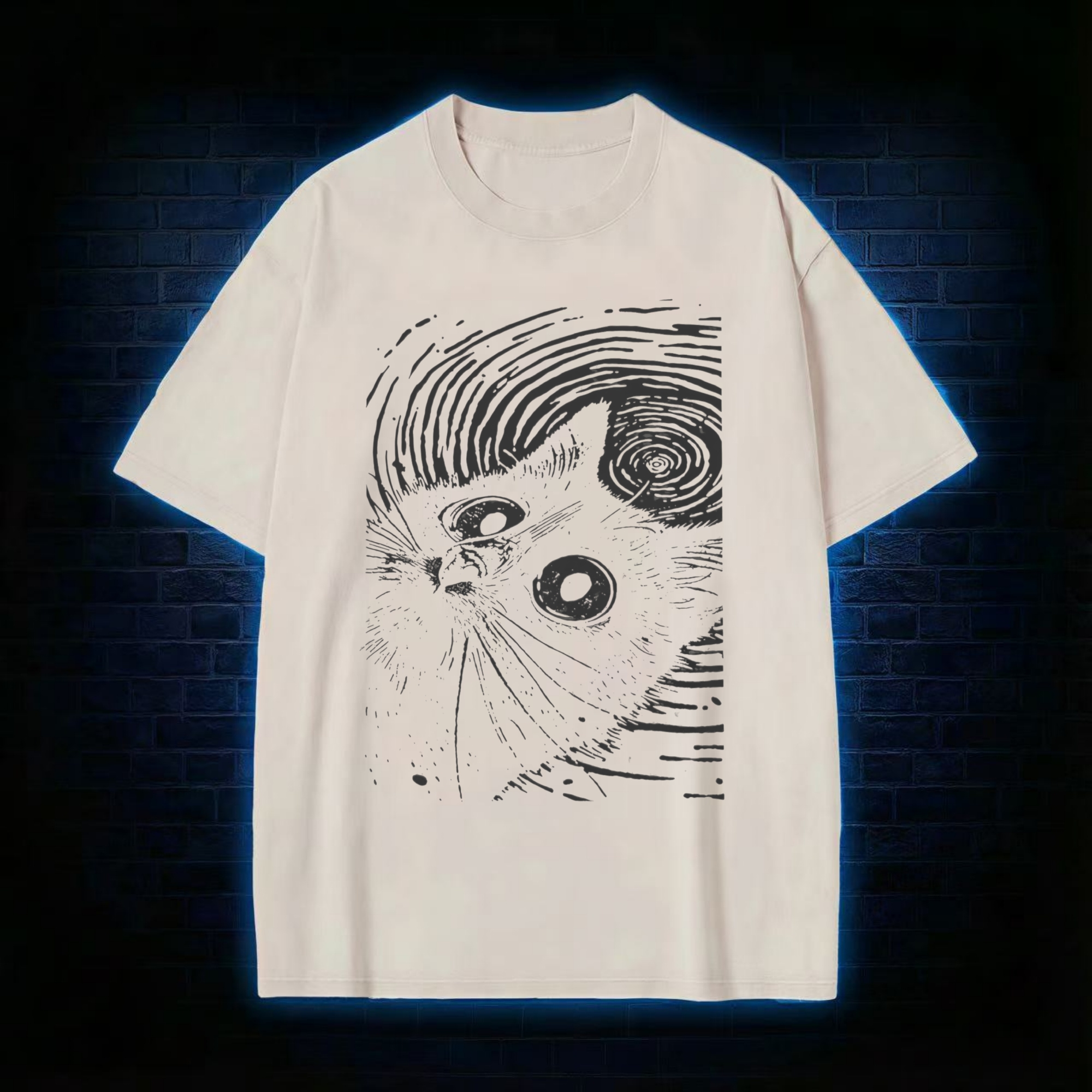 Psychedelic Weirdcore Cat Washed T-shirt