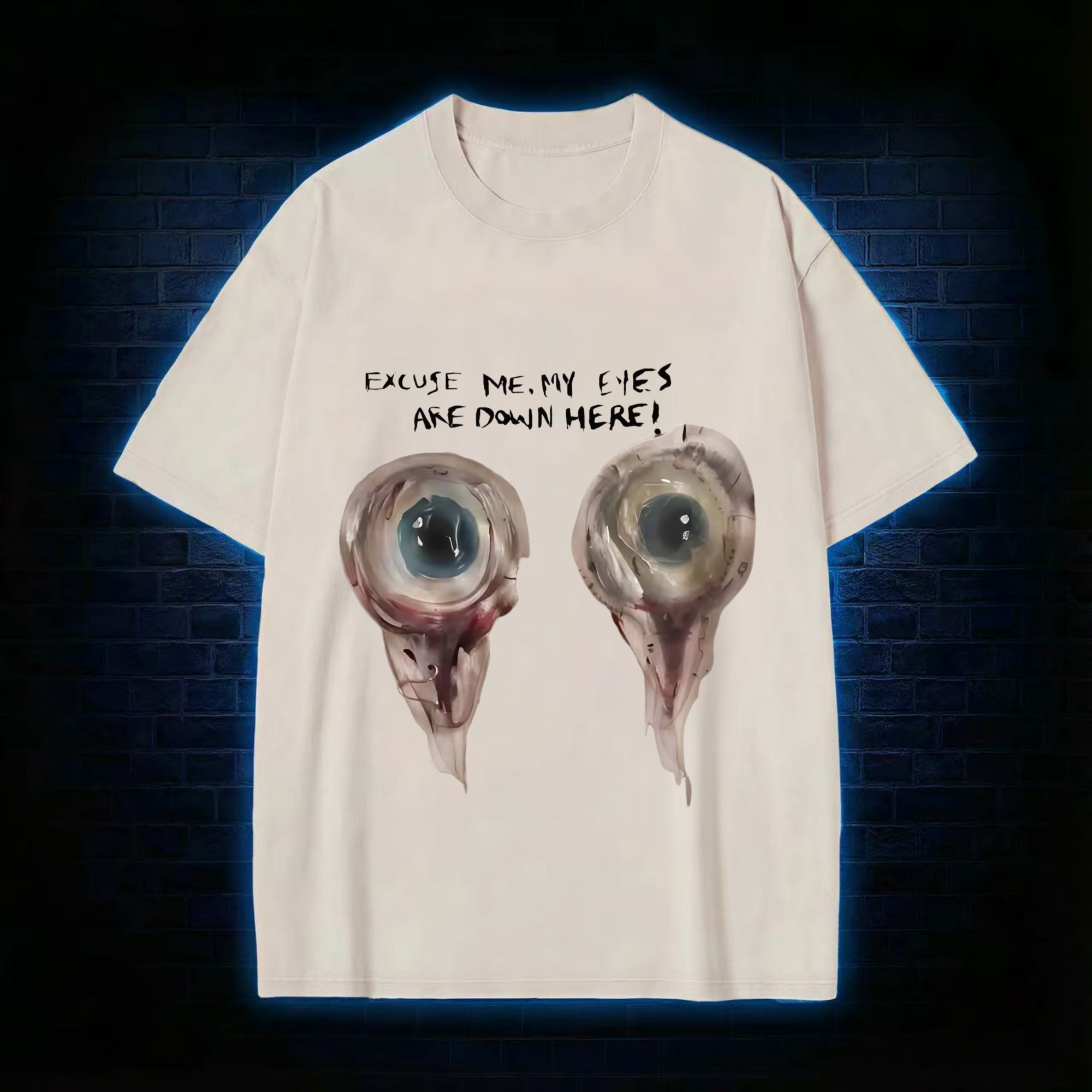 My Eyes Are Down Here Baby Washed T-shirt