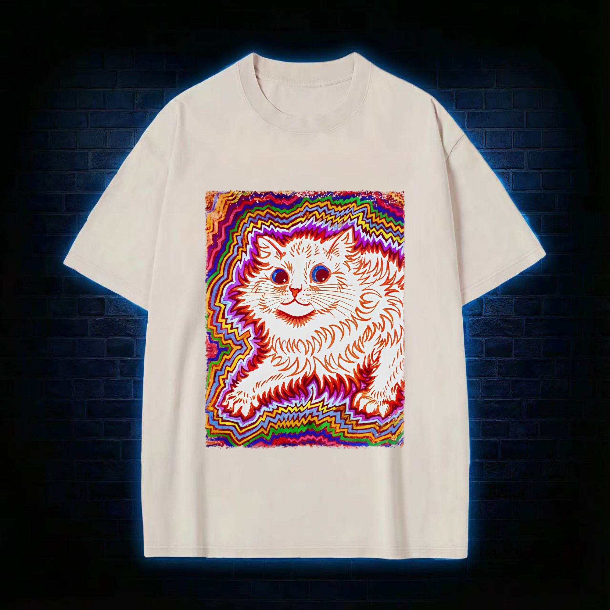 Rainbow Colorful Cat Washed T-Shirt