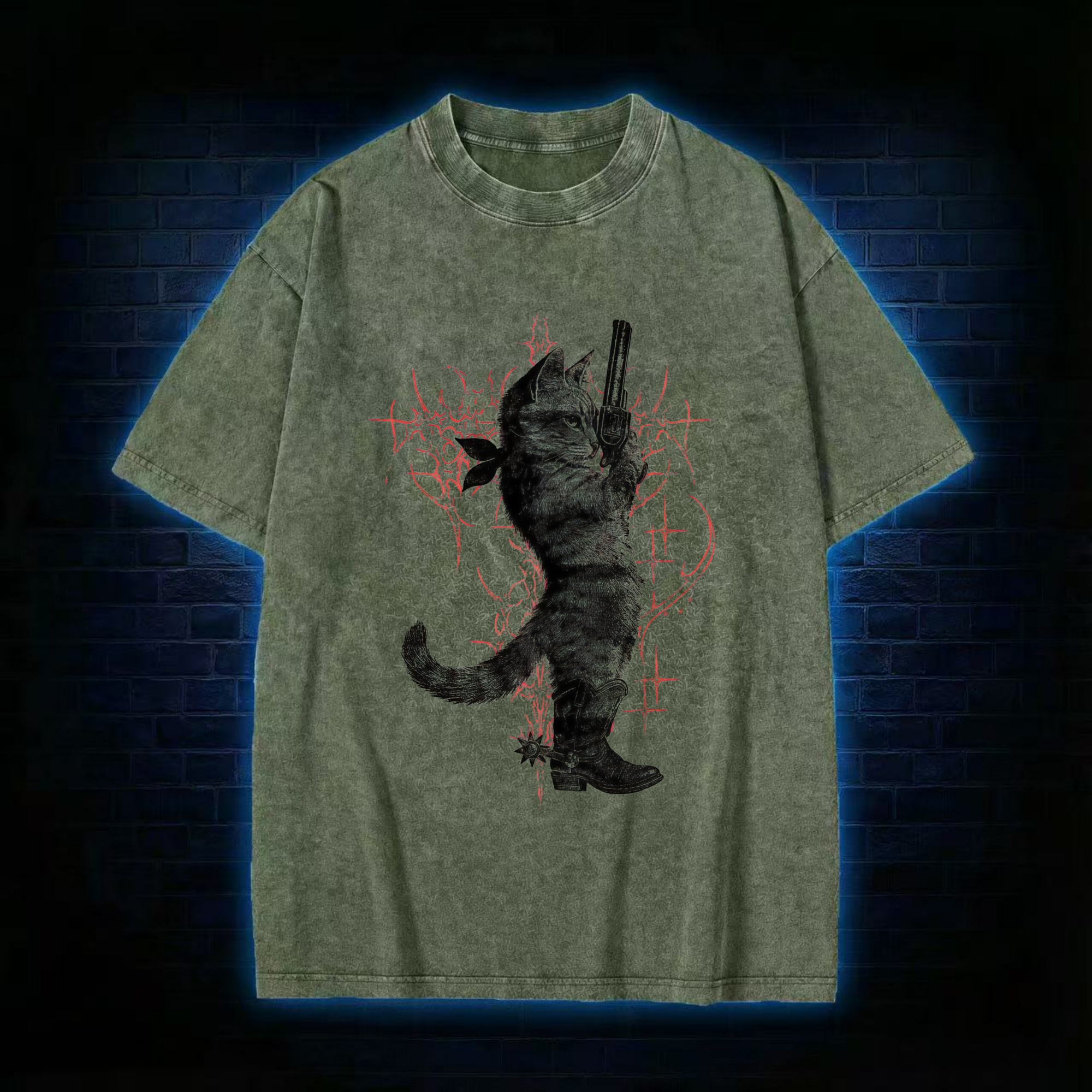 Cowboy Cat Washed T-shirt