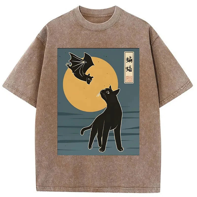 The Cat With Batty Washed T-Shirt
