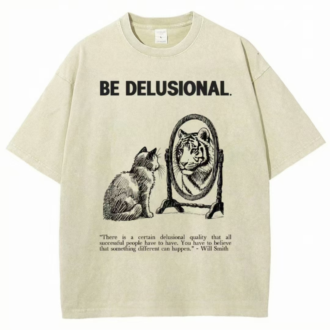 Cat's Delusion Funny Washed T-shirt