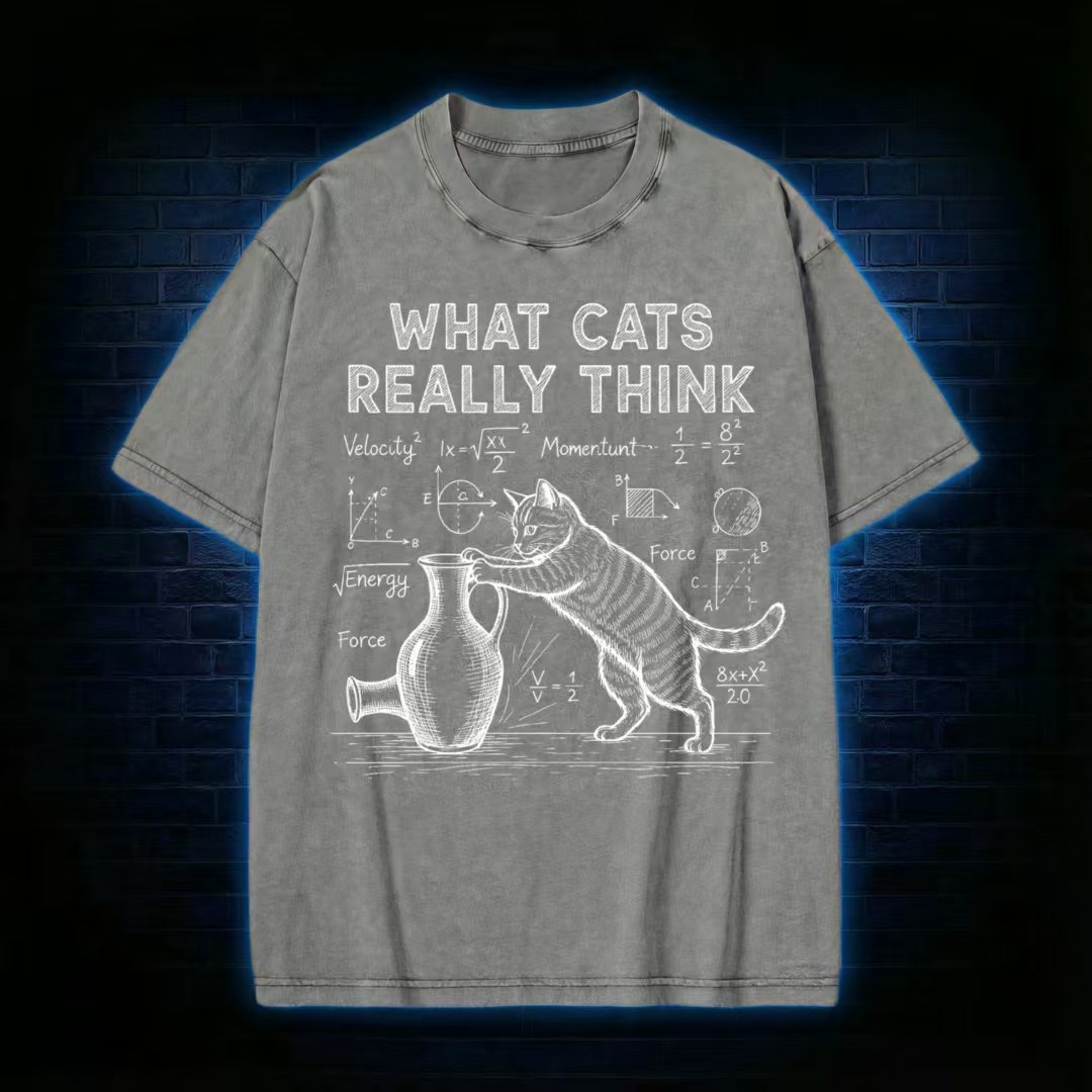 What Cat Really Think Washed T-shirt