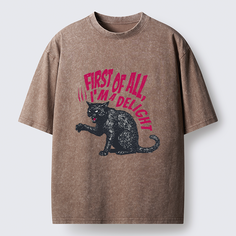  Fierce Black Cat Washed T-Shirt
