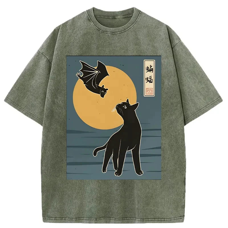 The Cat With Batty Washed T-Shirt