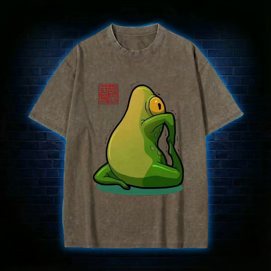 Zen Frog Yoga Washed T-shirt