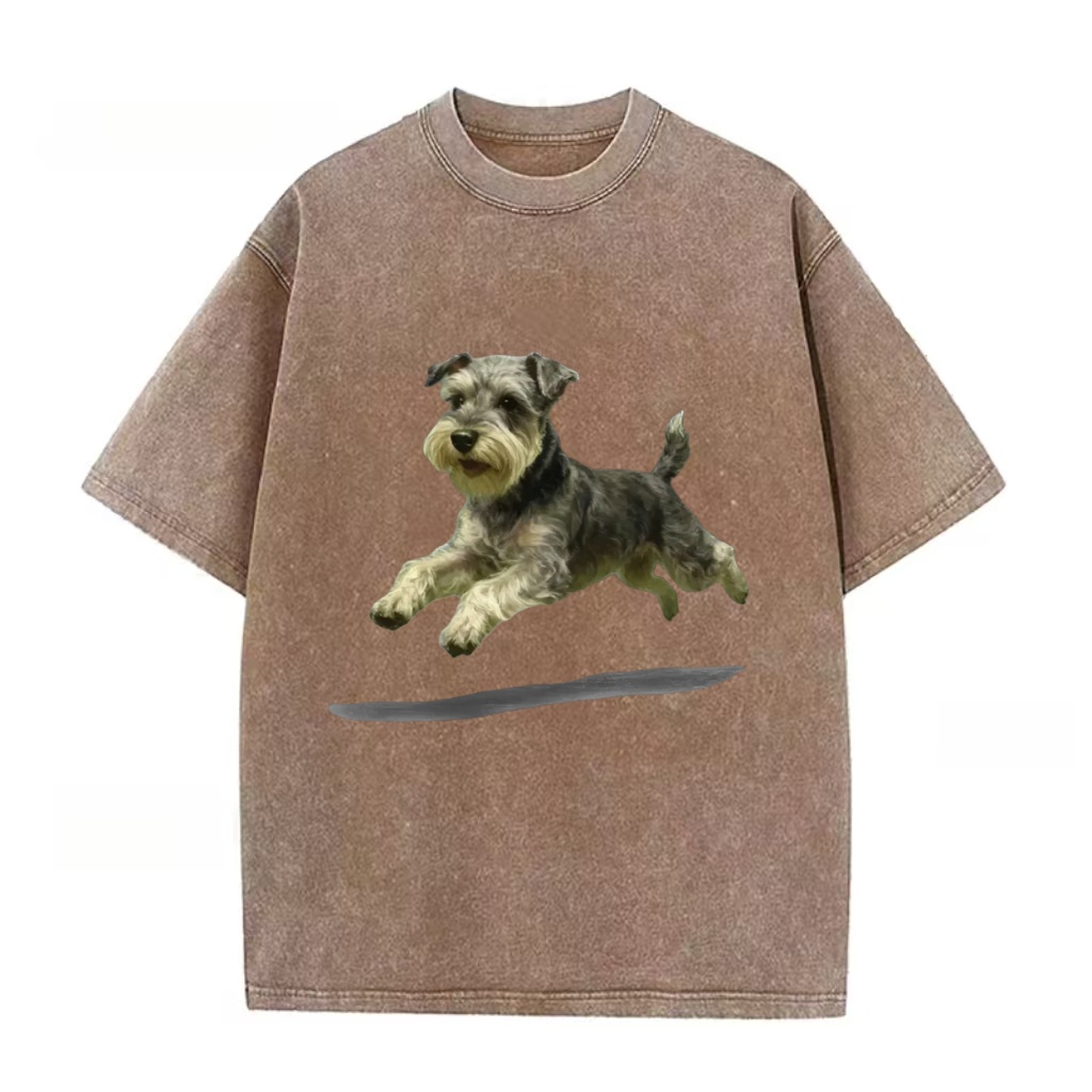 Miniature Schnauzer Jump Graphic Washed T-Shirt