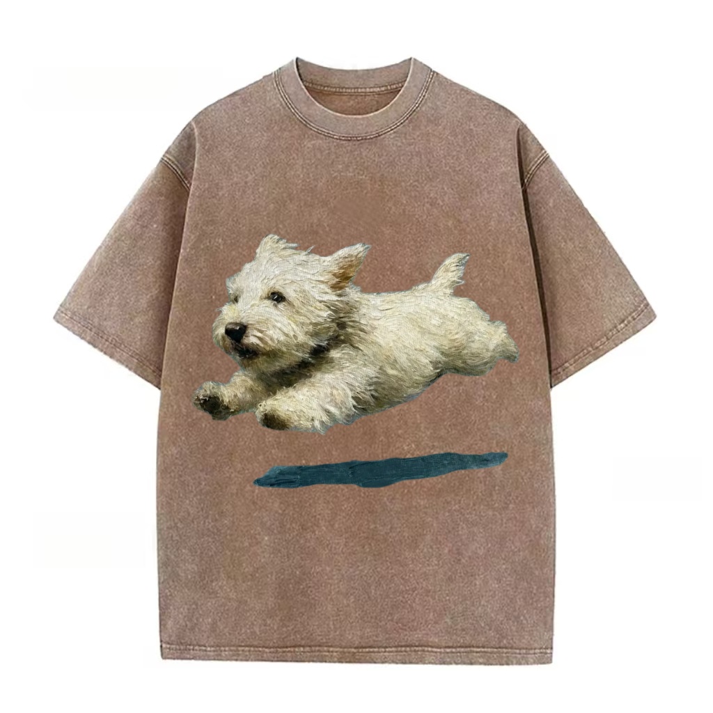 West Highland White Terrier Leap Washed T-Shirt