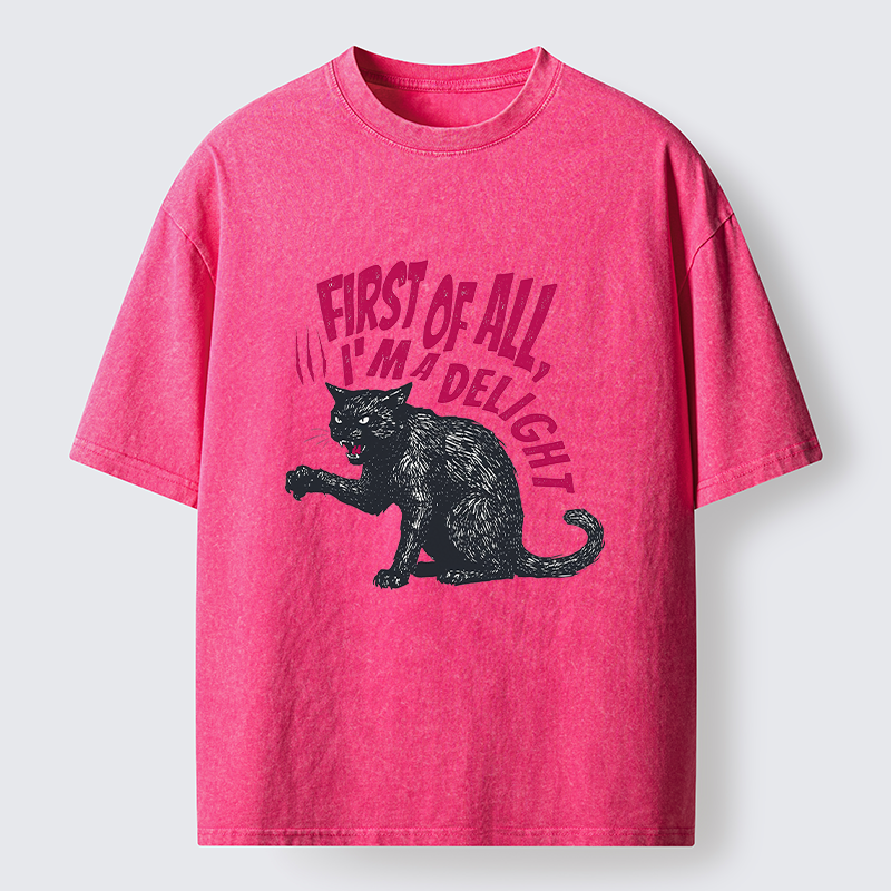  Fierce Black Cat Washed T-Shirt