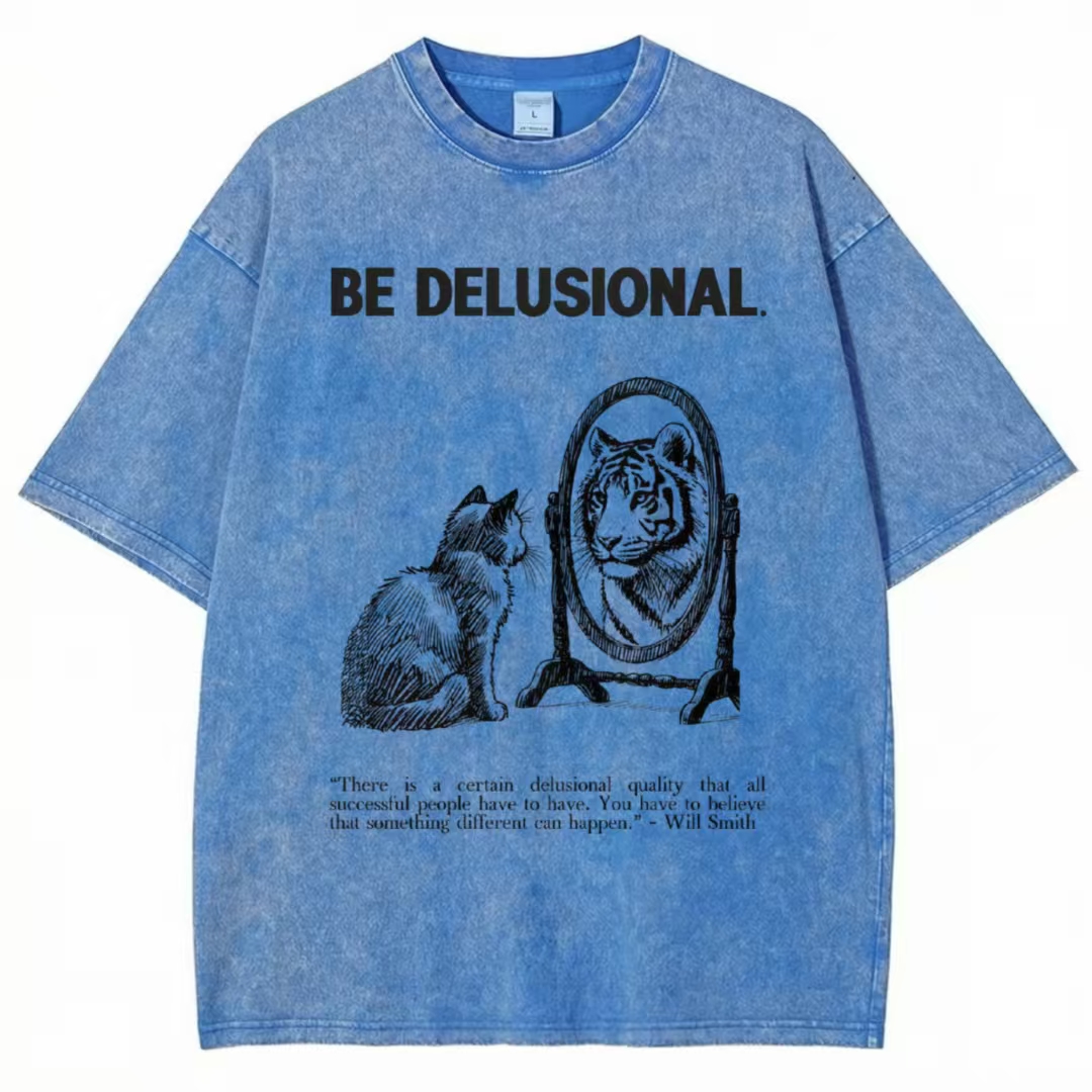 Cat's Delusion Funny Washed T-shirt