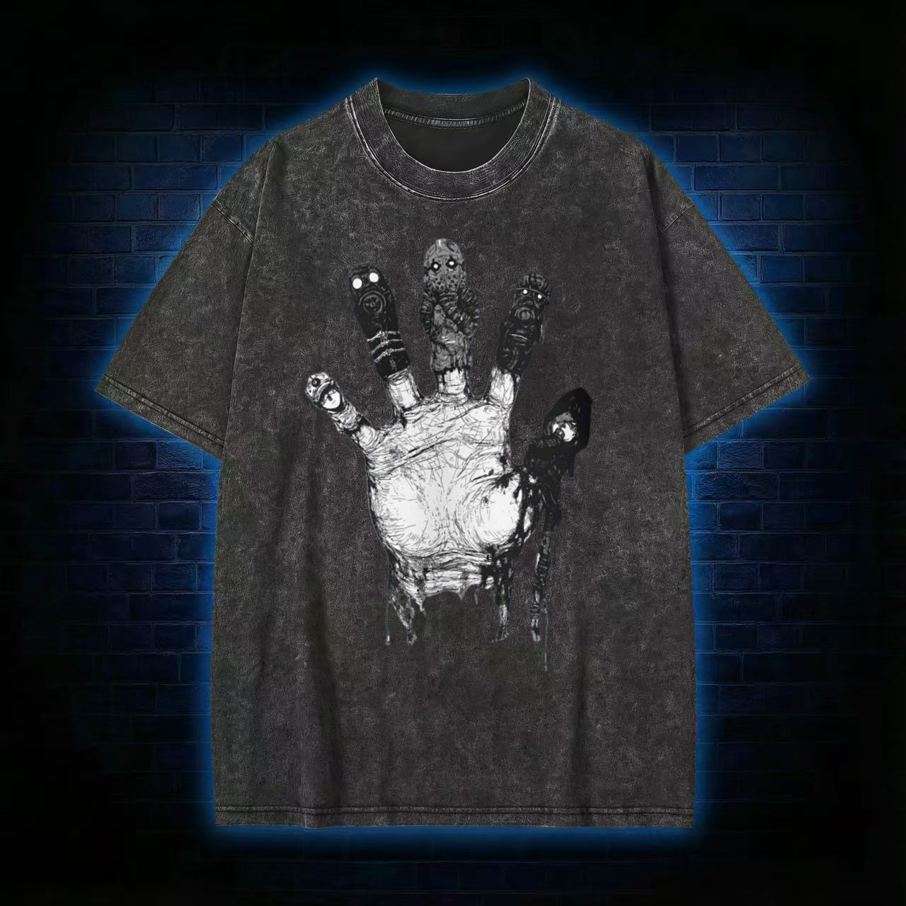 Zombie Hand Horror Art Washed T-shirt