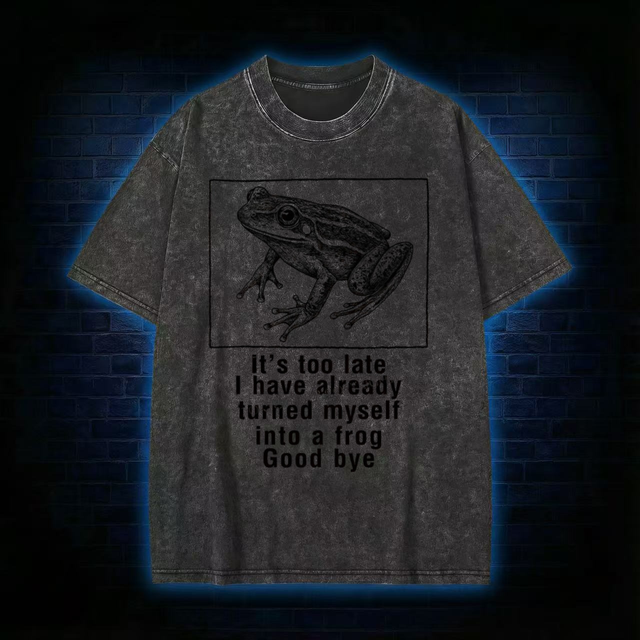 "I Turned Into A Frog" Goodbye Humor Washed T-shirt