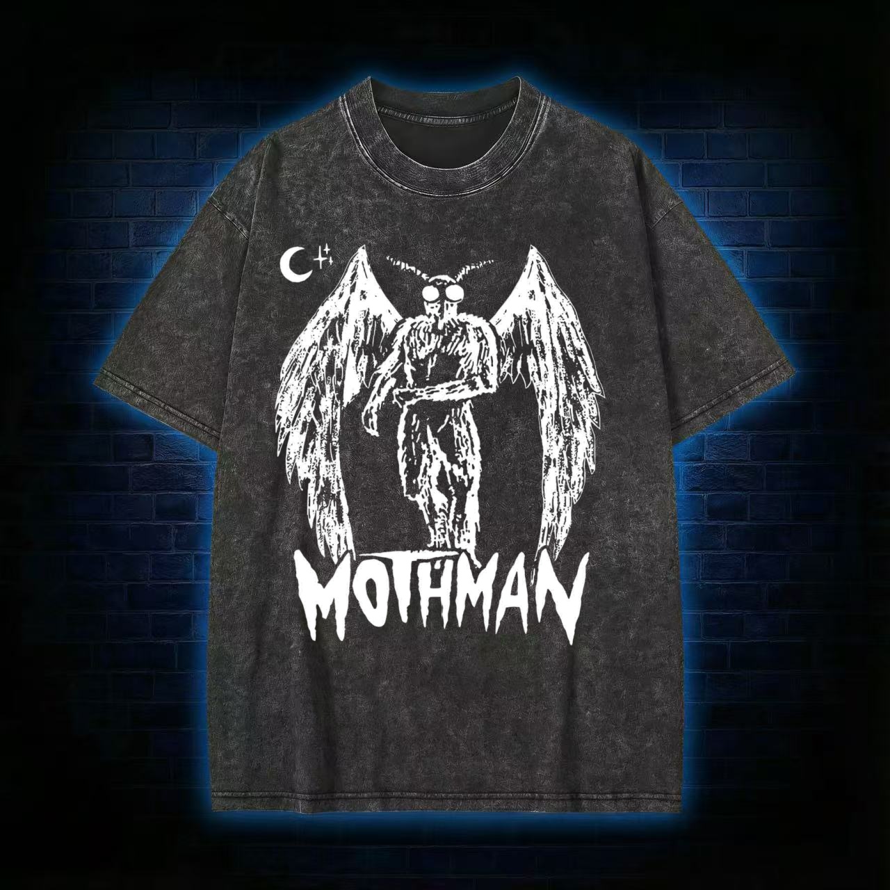 Mothman Cryptid Retro Washed T-shirt