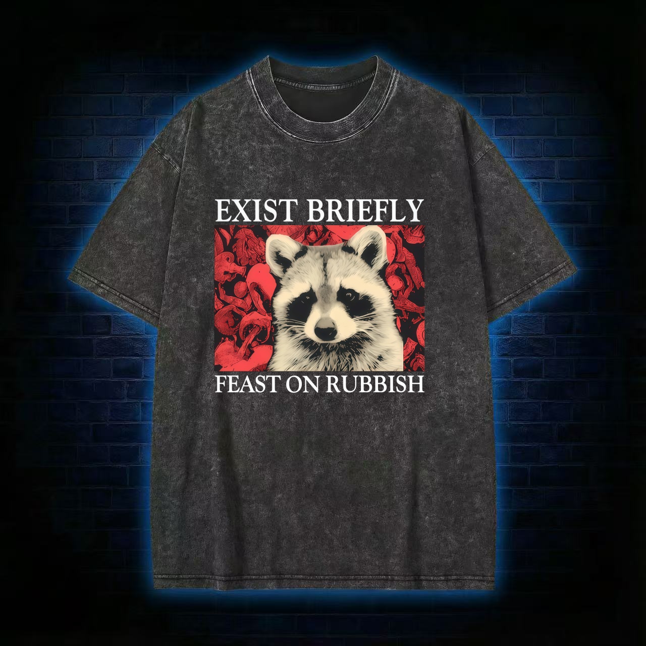 Exist Briefly Feast On Rubbish Washed T-shirt