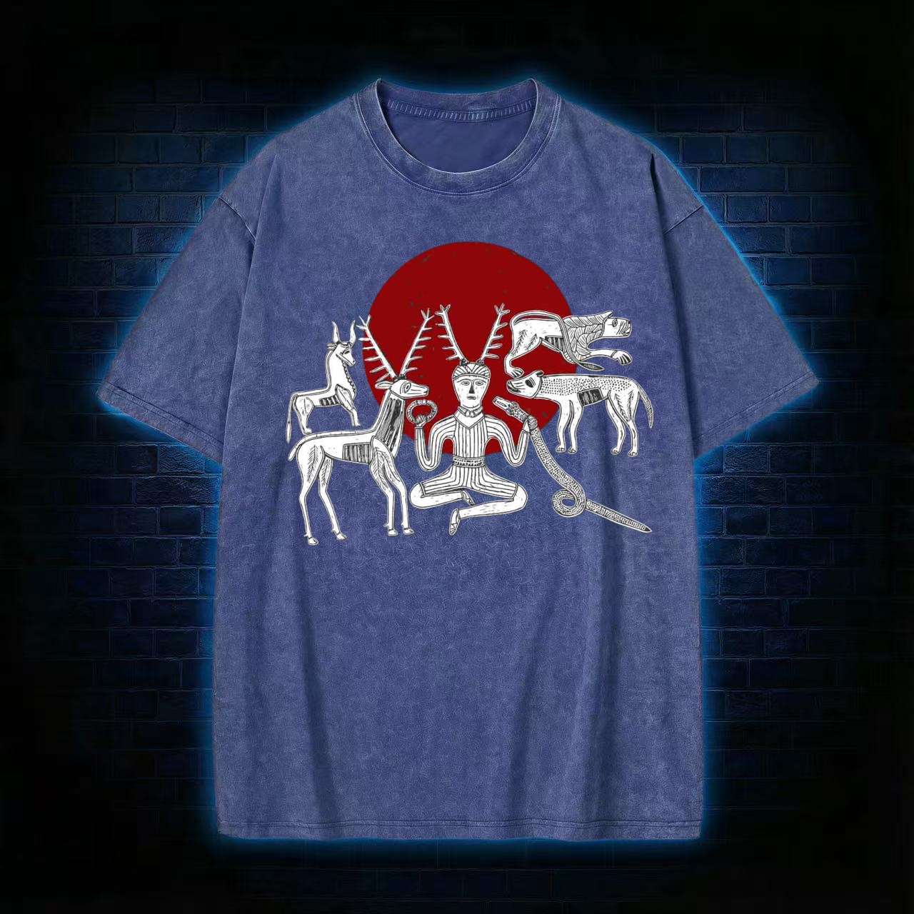 Cernunnos Horned God Halo Washed T-shirt