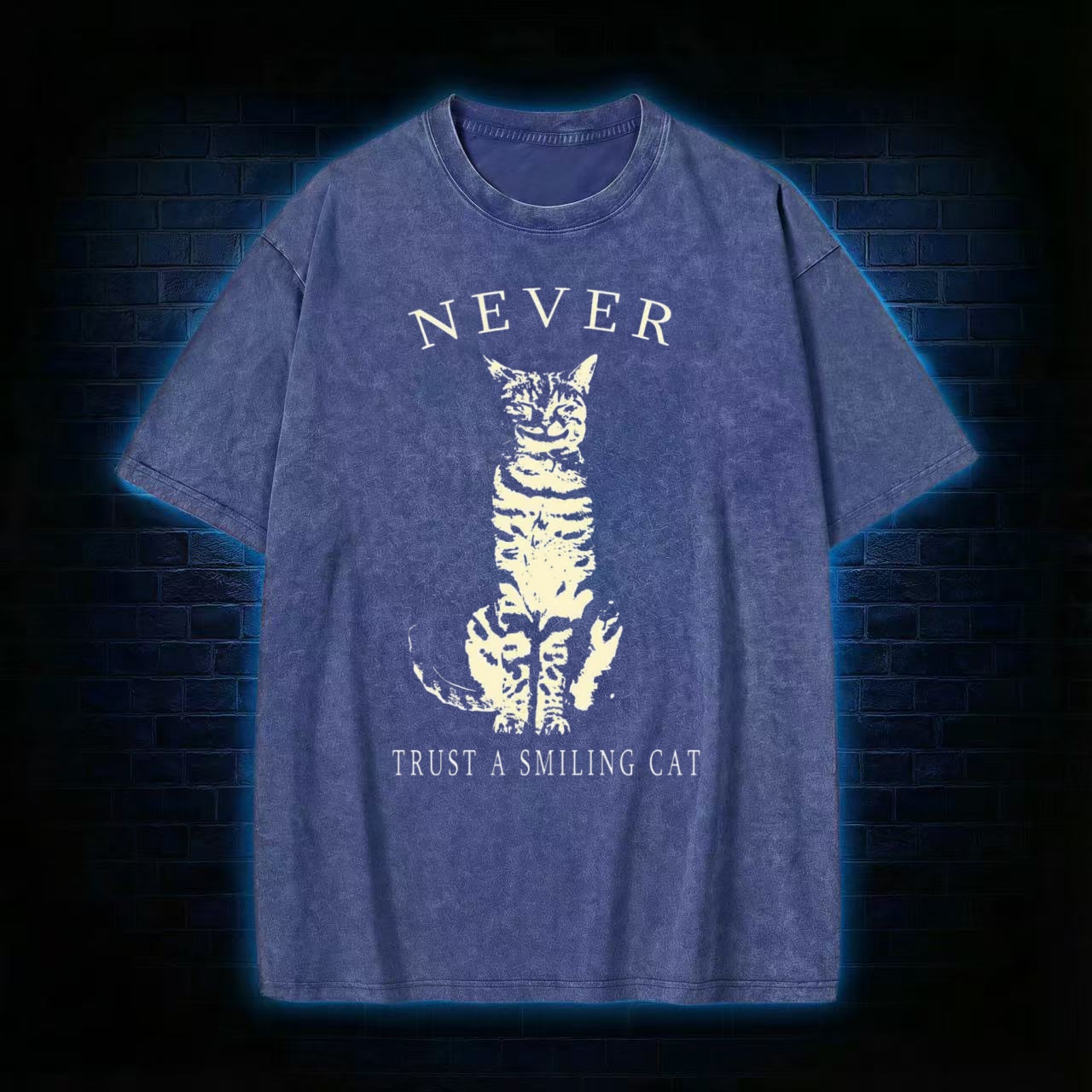 Never Trust A Smiling Cat Washed T-shirt