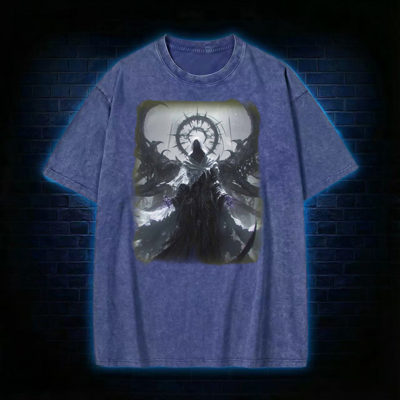 Dark Angelic Deity Graphic Washed T-shirt
