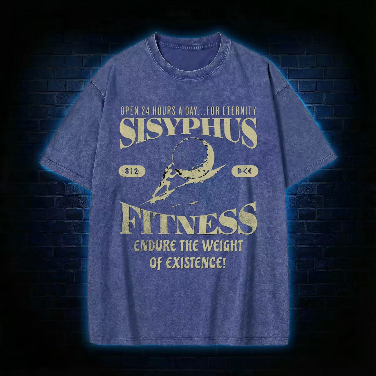 "Sisyphus Fitness" Existential Humor Washed T-shirt