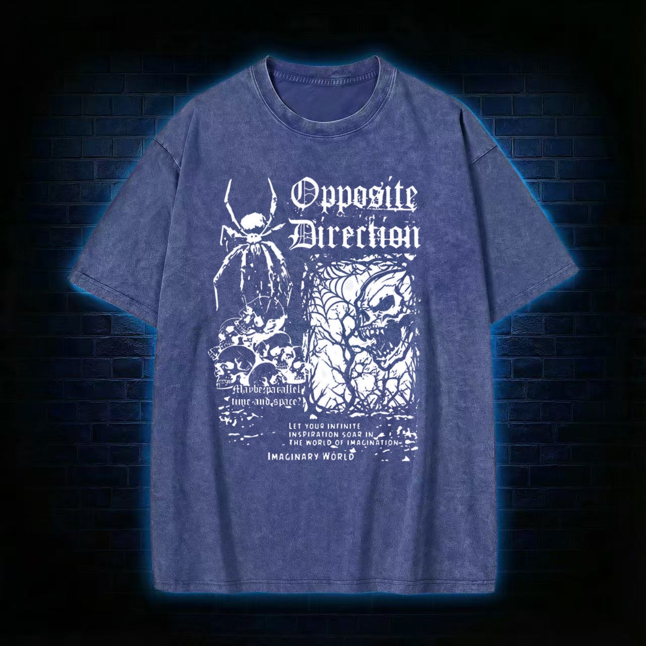 "Opposite Direction" Black Metal Style Washed T-shirt