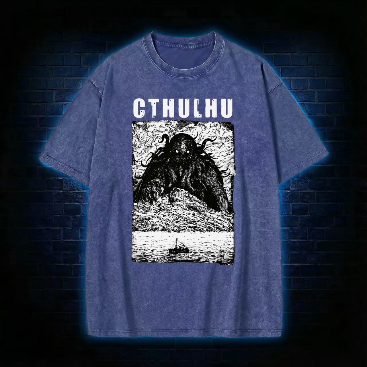 Cthulhu Lovecraftian Horror Art Washed T-shirt