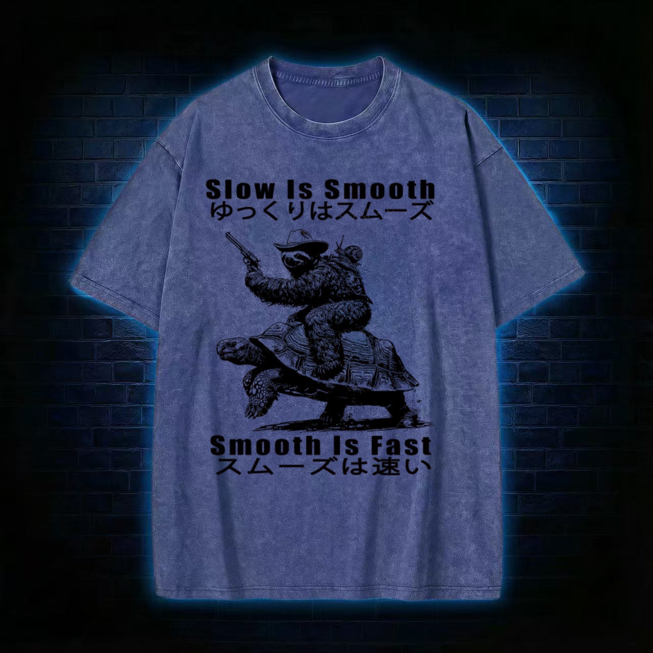 "Slow Is Smooth" Sloth & Turtle Humor Washed T-shirt