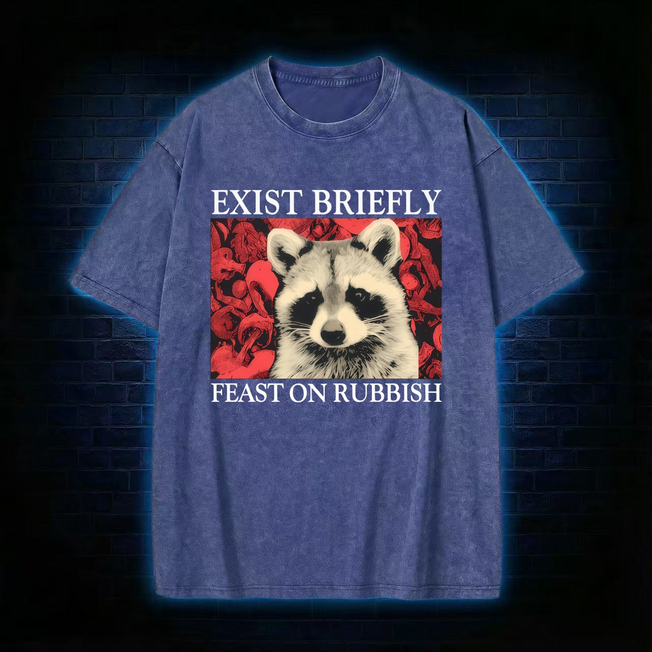 Exist Briefly Feast On Rubbish Washed T-shirt