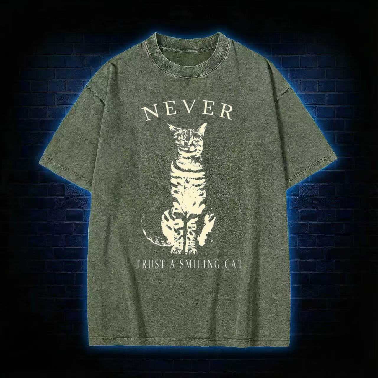 Never Trust A Smiling Cat Washed T-shirt