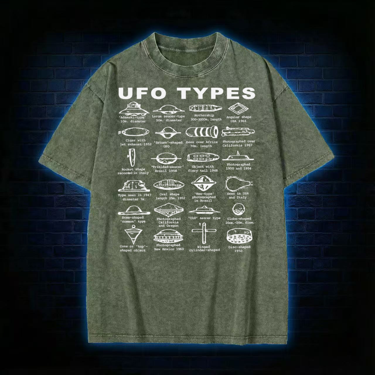 UFO Types Washed T-shirt