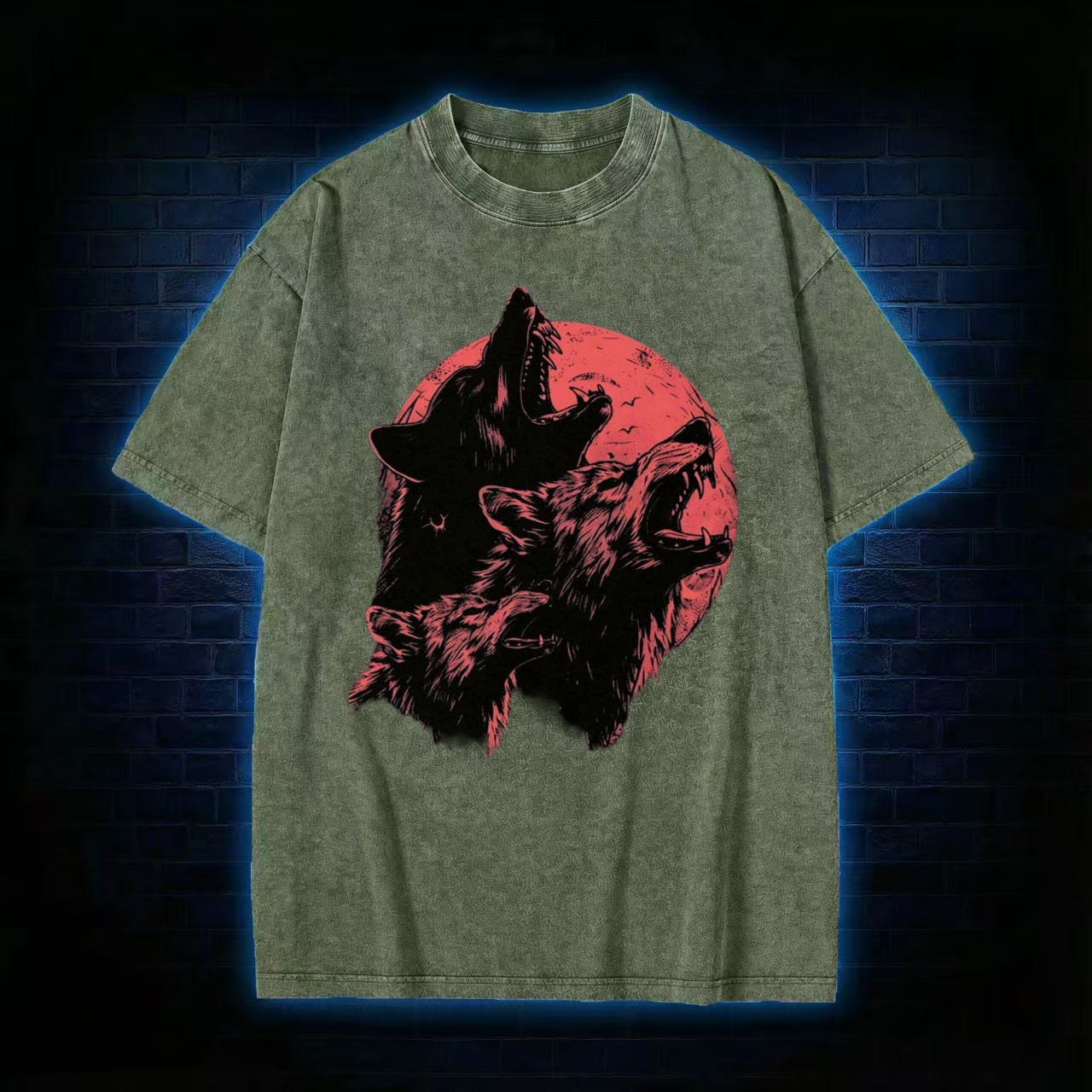 Horror Wolf Washed T-shirt