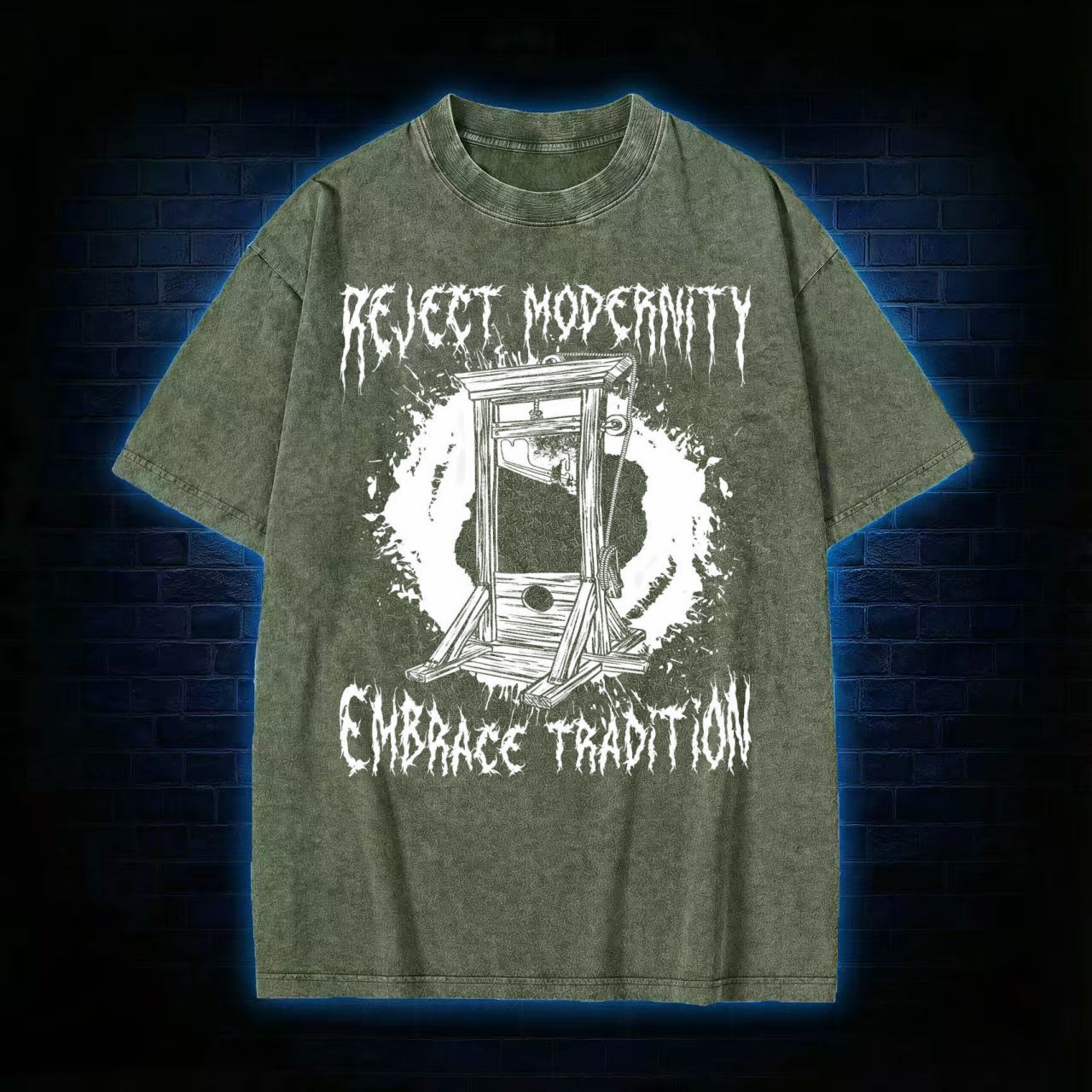 "Reject Modernity Embrace Tradition" Guillotine Washed T-shirt