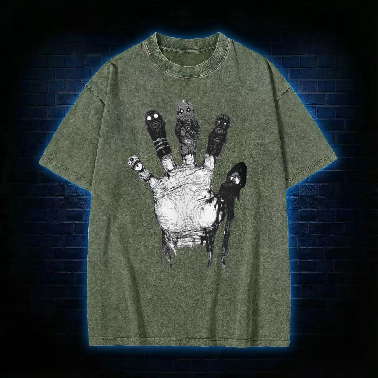 Zombie Hand Horror Art Washed T-shirt