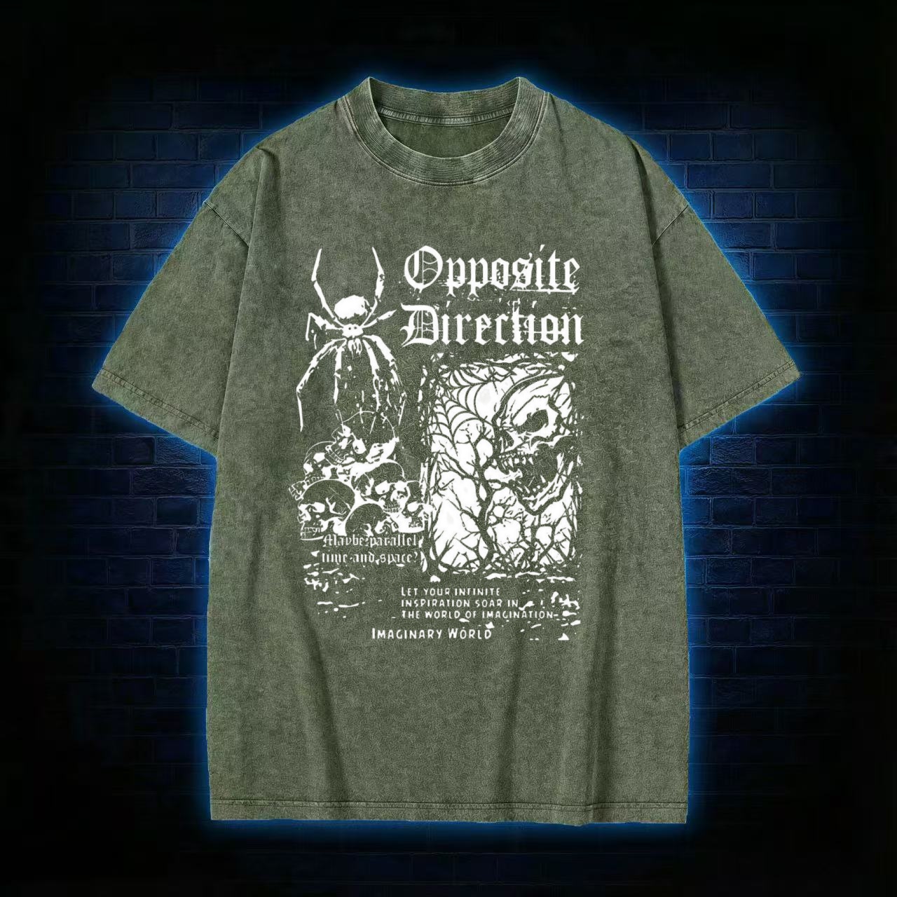 "Opposite Direction" Black Metal Style Washed T-shirt
