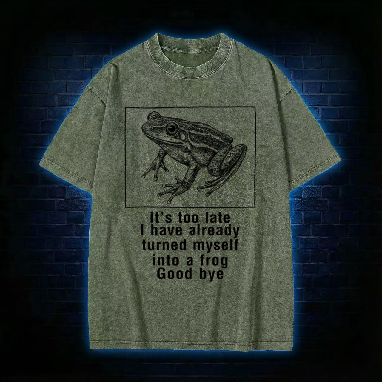 "I Turned Into A Frog" Goodbye Humor Washed T-shirt