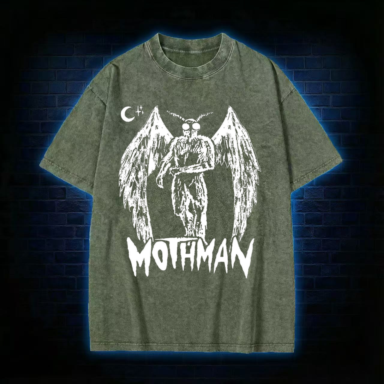 Mothman Cryptid Retro Washed T-shirt