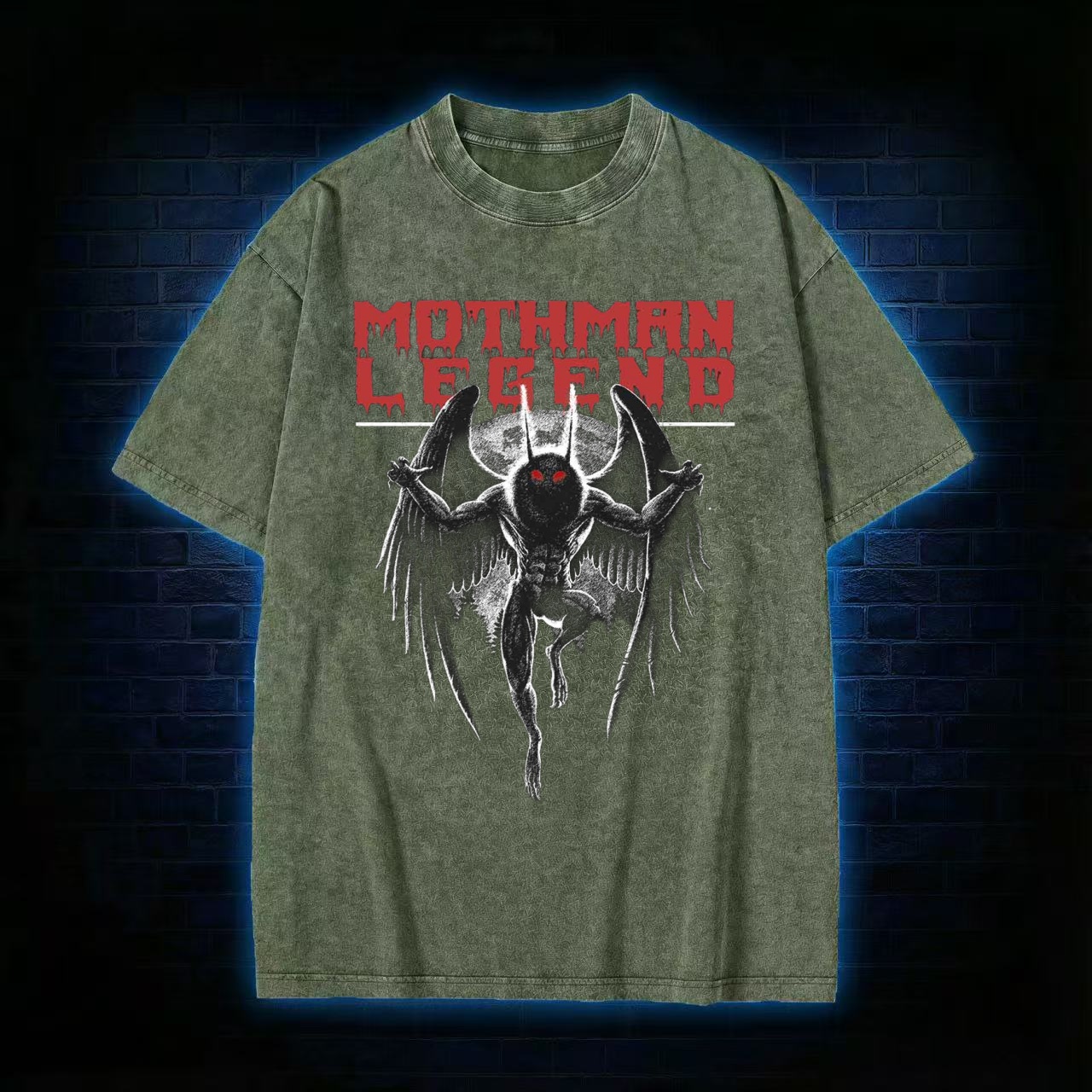 Mothman Legend Horror Washed T-shirt