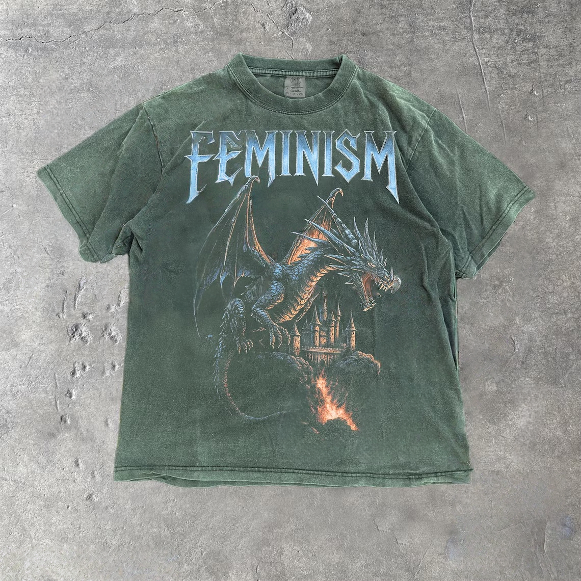 Gothic Fantasy Castle Graphic Washed T-Shirt