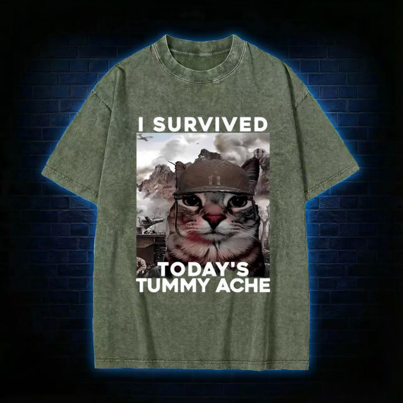 I Survived Today's Tummy Ache Washed T-shirt