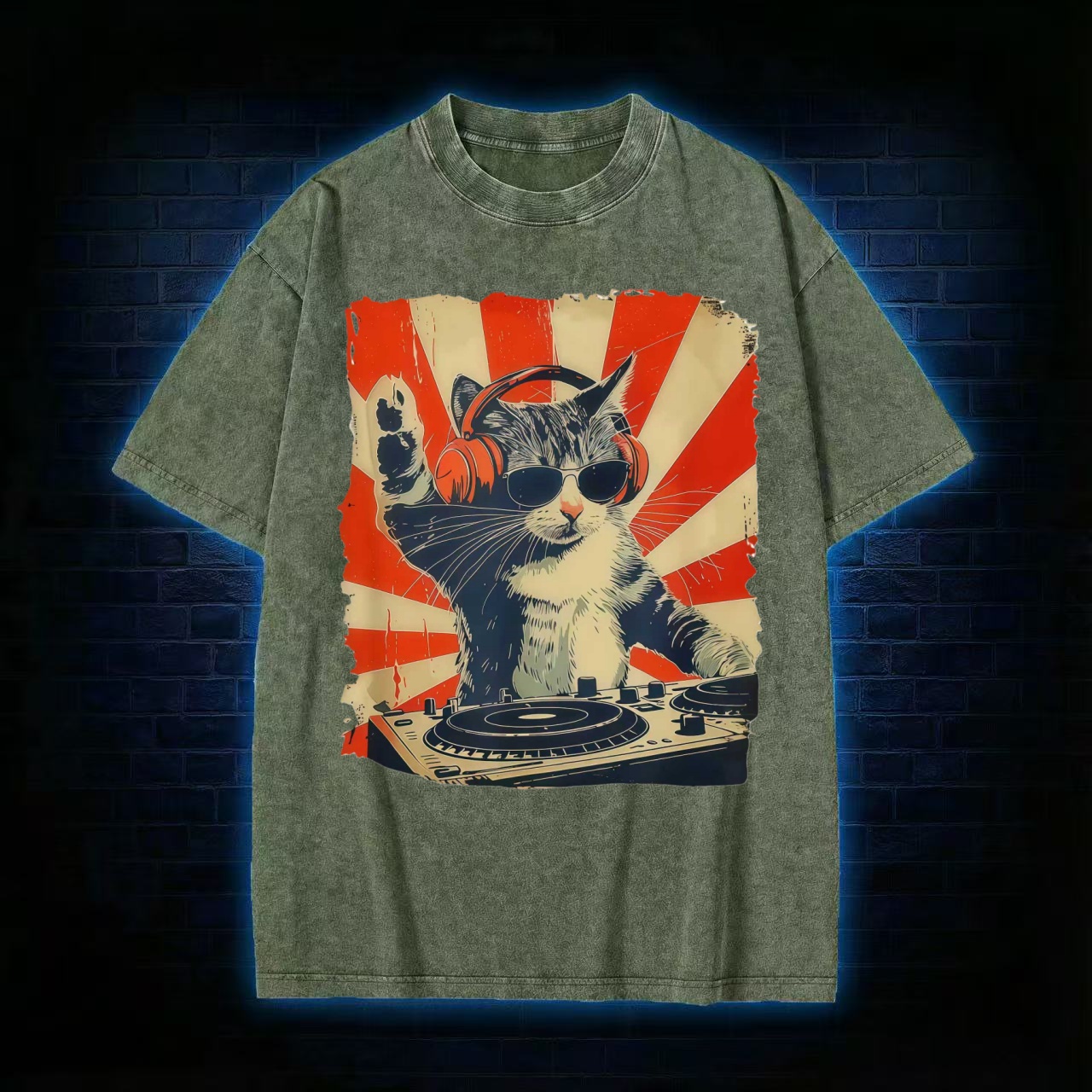Dj Cat Washed T-shirt