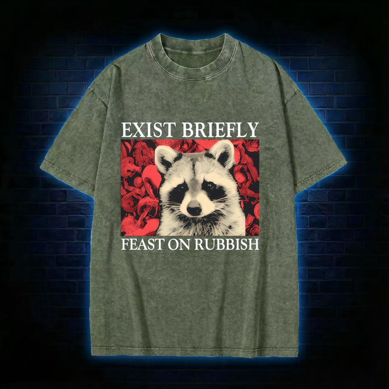 Exist Briefly Feast On Rubbish Washed T-shirt