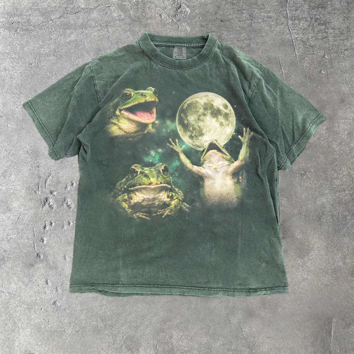 Frog Moon Vintage Style Washed T-Shirt
