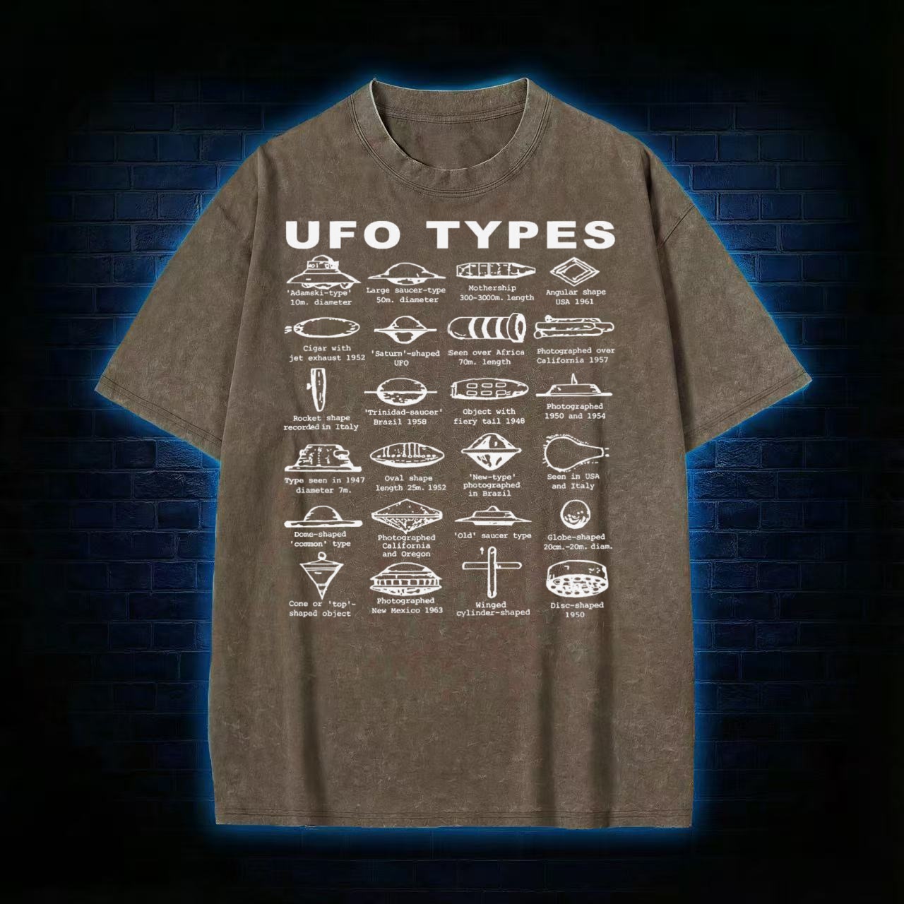 UFO Types Washed T-shirt