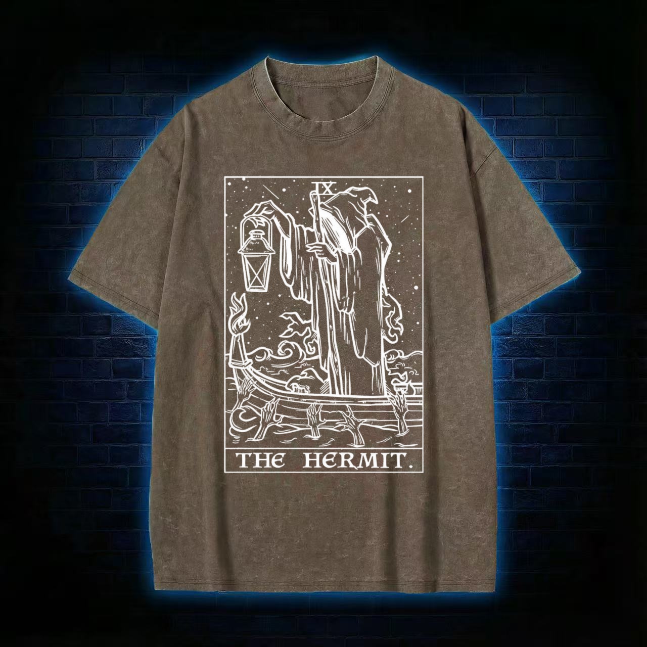 "The Hermit" Tarot Card Graphic Washed T-shirt