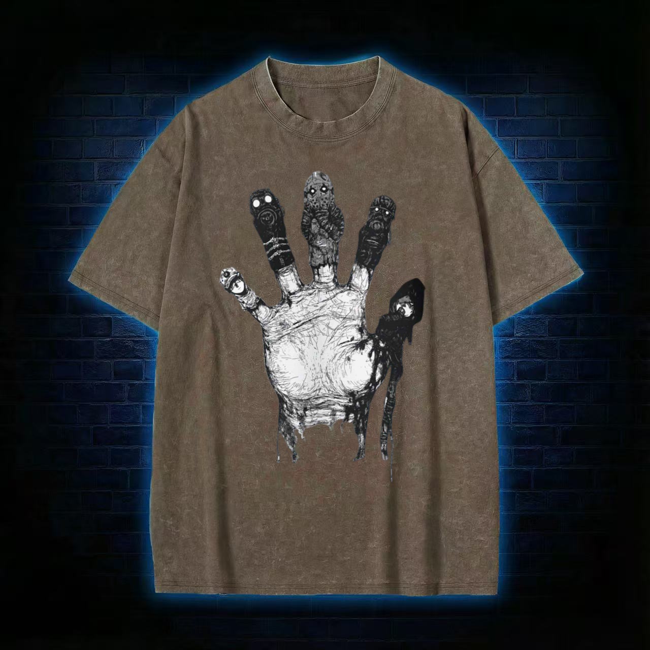 Zombie Hand Horror Art Washed T-shirt