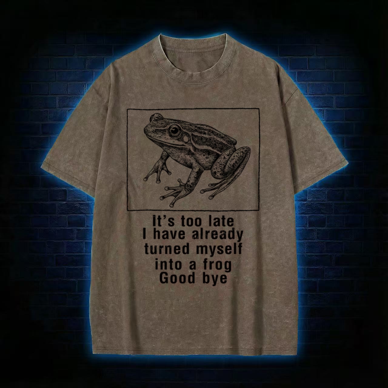 "I Turned Into A Frog" Goodbye Humor Washed T-shirt